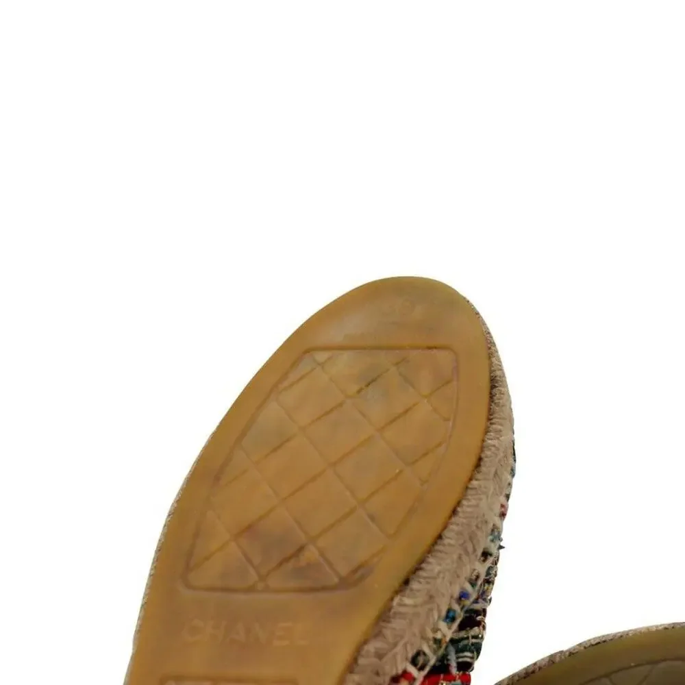 Chanel Espadrille 38 Tweed Canvas Metallic Flats CC-S0207P-C011 - Picture 12 of 12